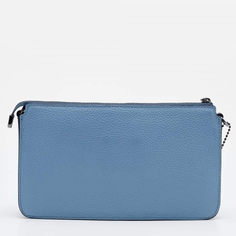 Pre Owned Coach Two Tone Blue Leather Noa Pop Up Crossbody Bag
