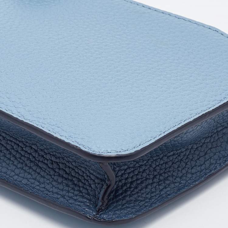 Pre Owned Coach Two Tone Blue Leather Noa Pop Up Crossbody Bag