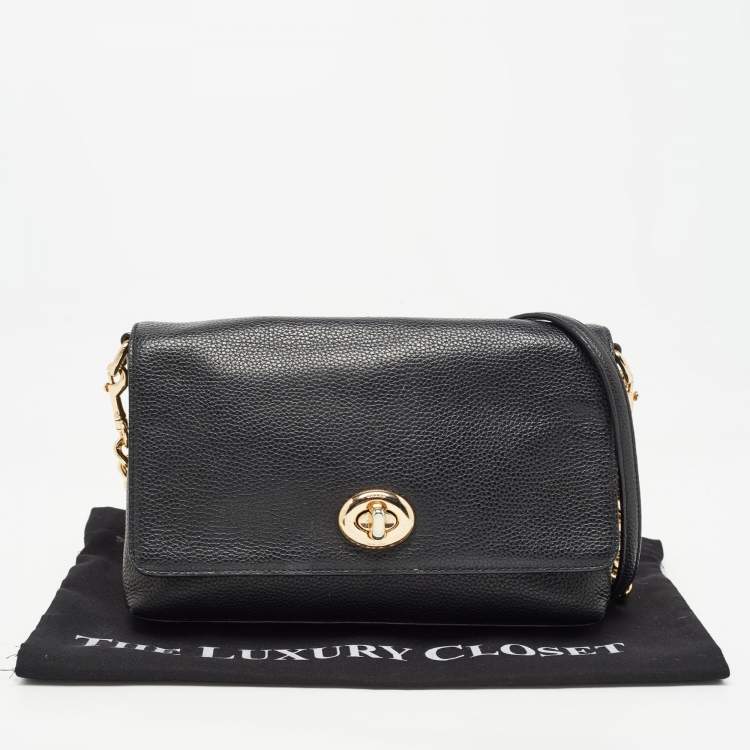 Pre Owned Coach Black Leather Crosstown Turnlock Crossbody Bag