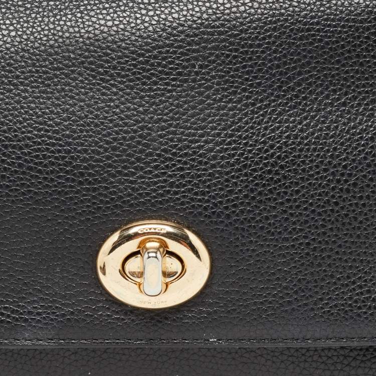 Pre Owned Coach Black Leather Crosstown Turnlock Crossbody Bag