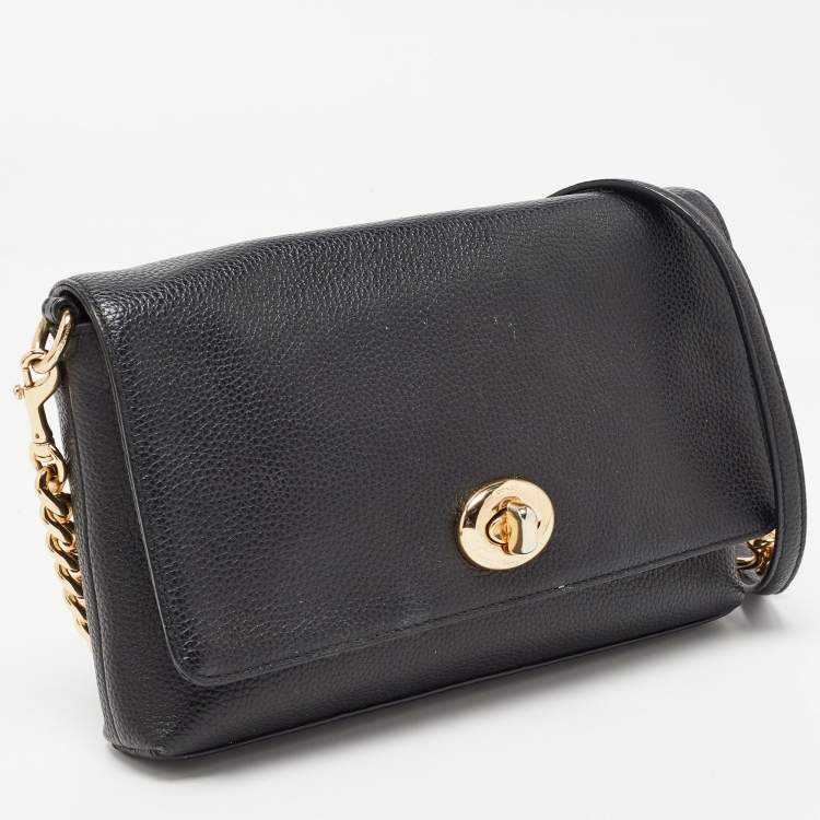 Pre Owned Coach Black Leather Crosstown Turnlock Crossbody Bag