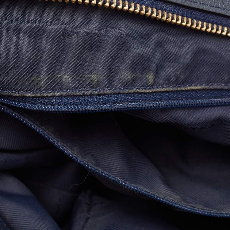 Pre Owned Coach Navy Blue Leather Sophia Chain Tote