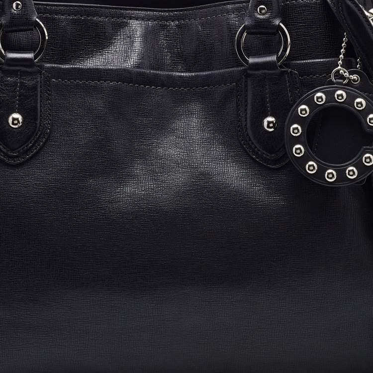 Pre Owned Coach Black Leather Straps Satchel
