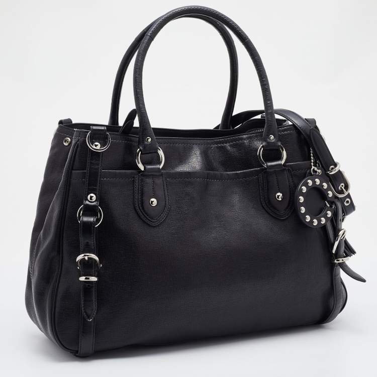 Pre Owned Coach Black Leather Straps Satchel