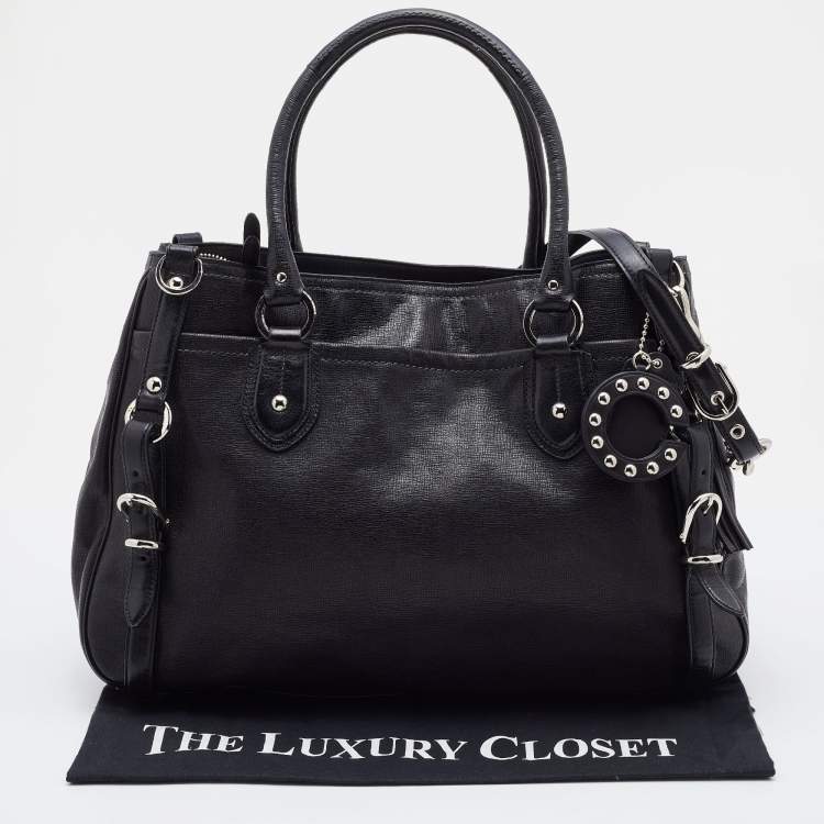 Pre Owned Coach Black Leather Straps Satchel
