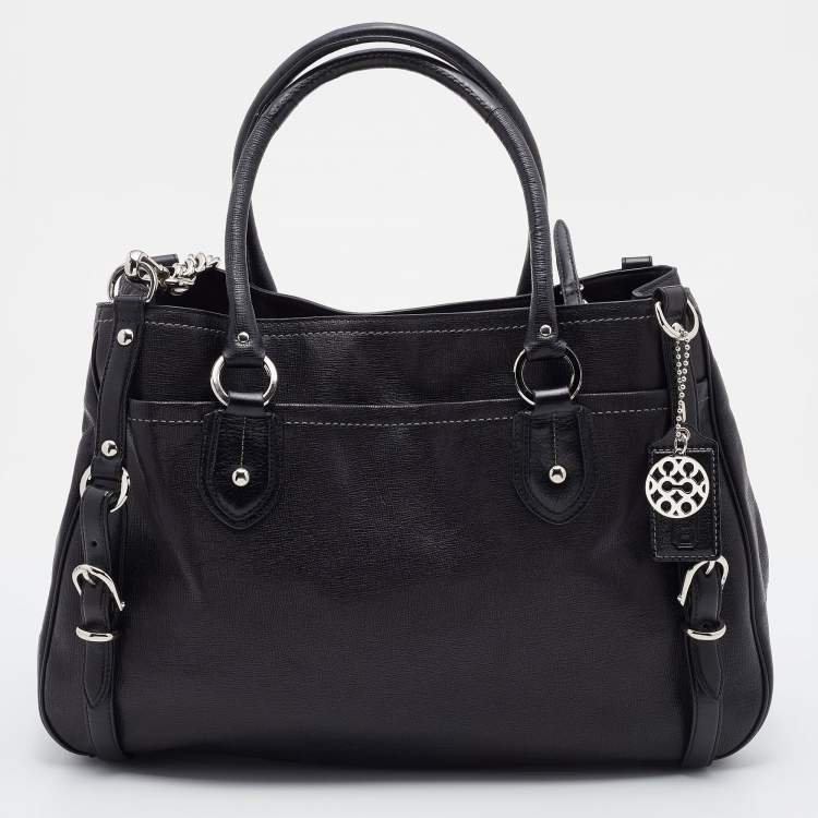 Pre Owned Coach Black Leather Straps Satchel