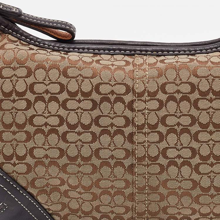 Pre Owned Coach Beige/Brown Signature Canvas and Leather Soho Hobo