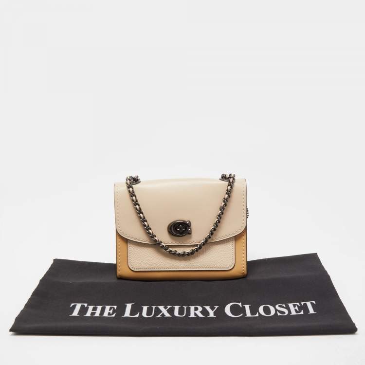 Pre Owned Coach Beige Leather Parker Crossbody Bag