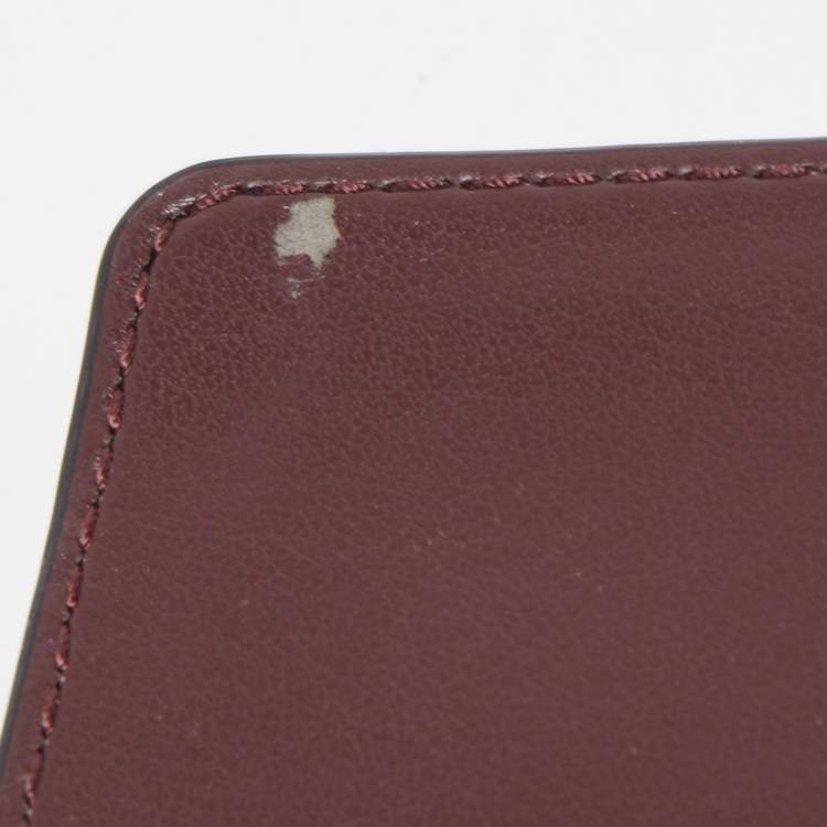 Pre Owned Coach Burgundy Leather Anna Foldover Clutch Bag