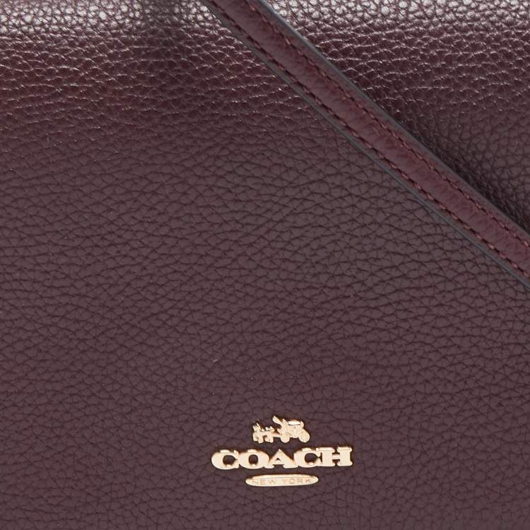 Pre Owned Coach Burgundy Leather Anna Foldover Clutch Bag
