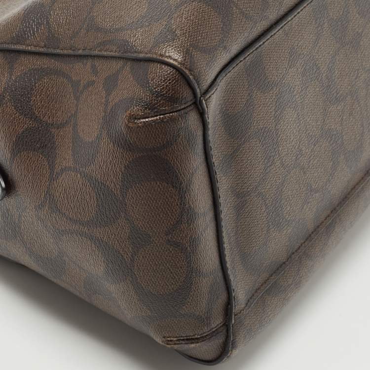 مملوكة مسبقًا Coach Dark Brown/Black Signature Coated Canvas and Leather Margot Satchel