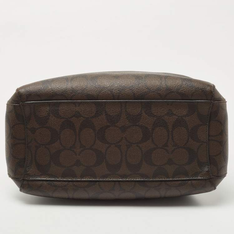 مملوكة مسبقًا Coach Dark Brown/Black Signature Coated Canvas and Leather Margot Satchel