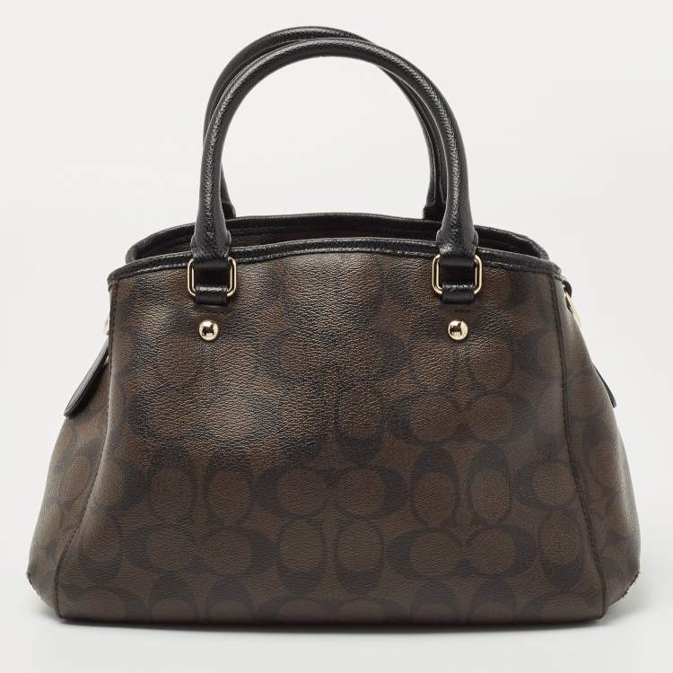 مملوكة مسبقًا Coach Dark Brown/Black Signature Coated Canvas and Leather Margot Satchel