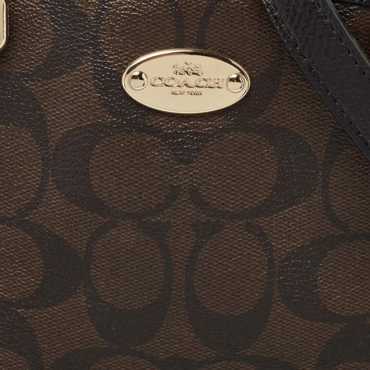 مملوكة مسبقًا Coach Dark Brown/Black Signature Coated Canvas and Leather Margot Satchel