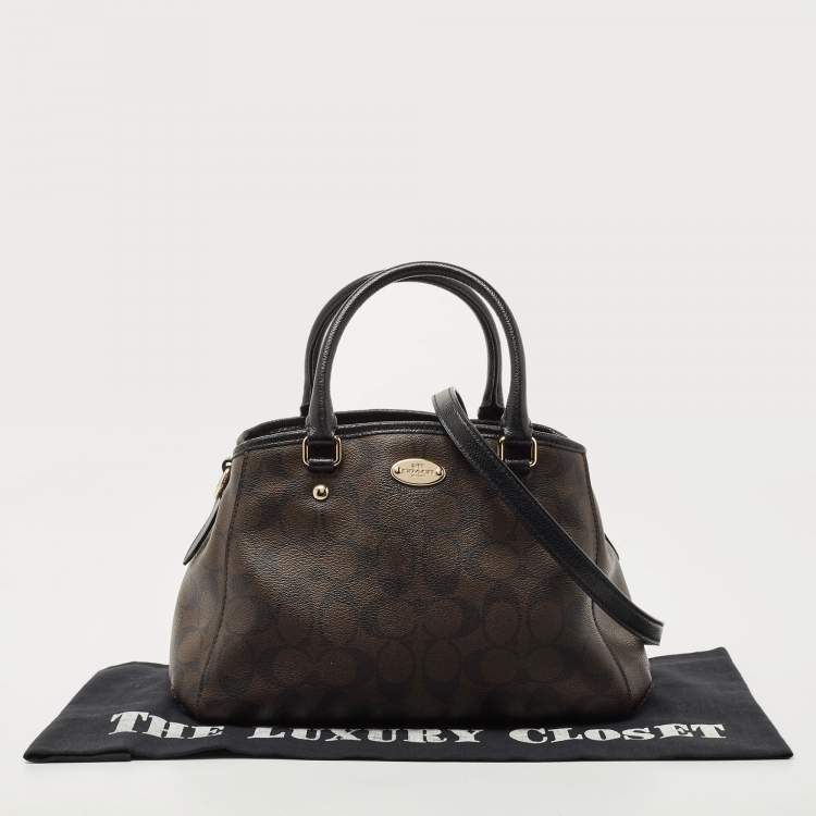 مملوكة مسبقًا Coach Dark Brown/Black Signature Coated Canvas and Leather Margot Satchel
