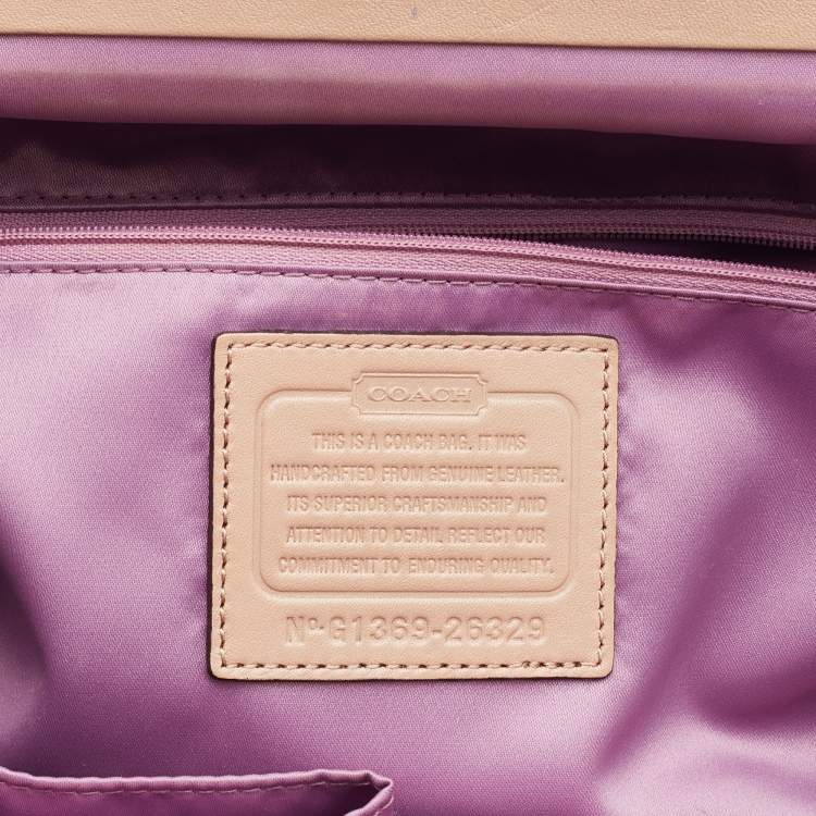 Pre Owned Coach Beige Lizard Embossed Leather Madison Pinnacle Carrie Satchel