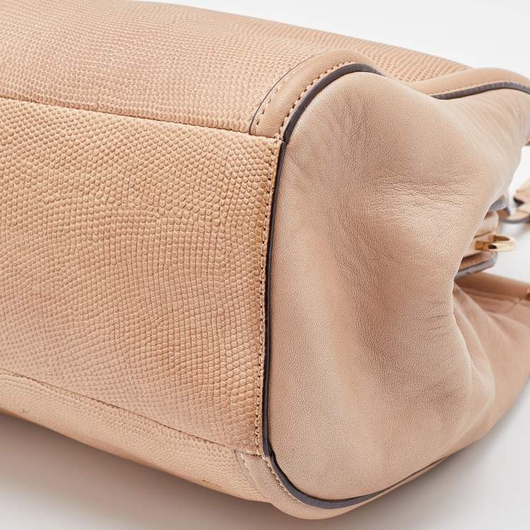 Pre Owned Coach Beige Lizard Embossed Leather Madison Pinnacle Carrie Satchel