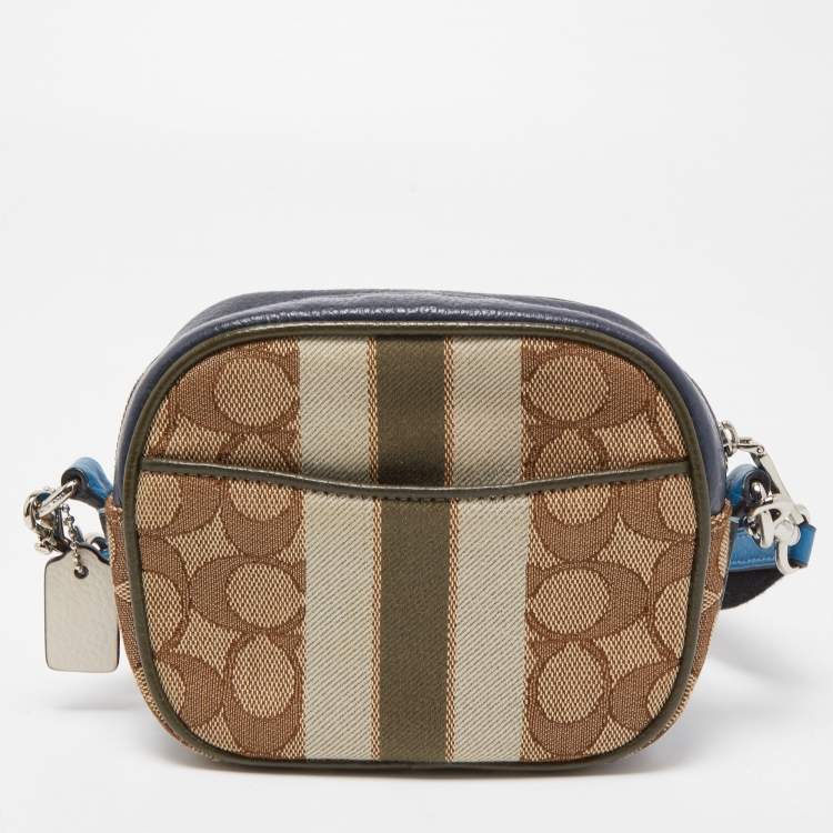Pre Owned Coach Multicolor Signature Canvas and Leather Dempsey Crossbody Bag