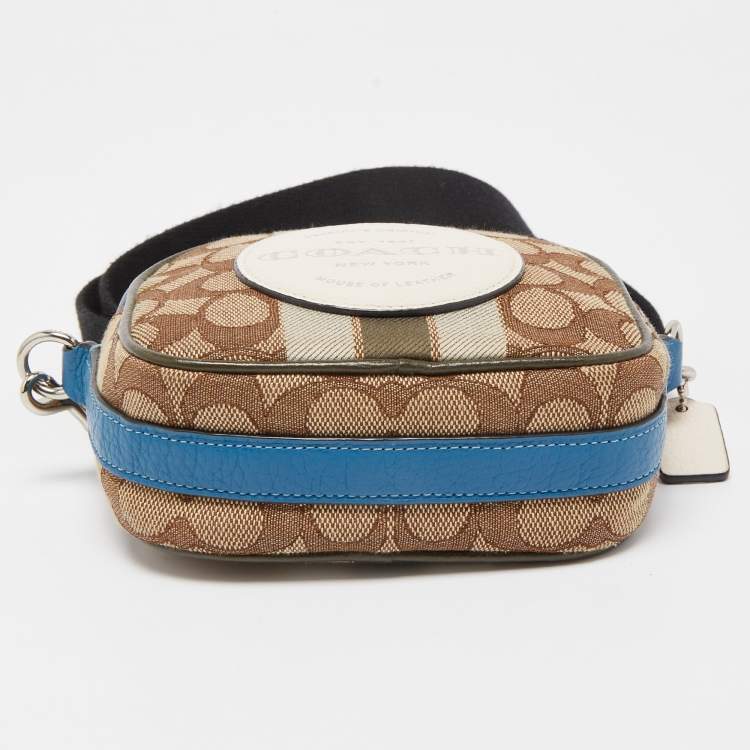 Pre Owned Coach Multicolor Signature Canvas and Leather Dempsey Crossbody Bag