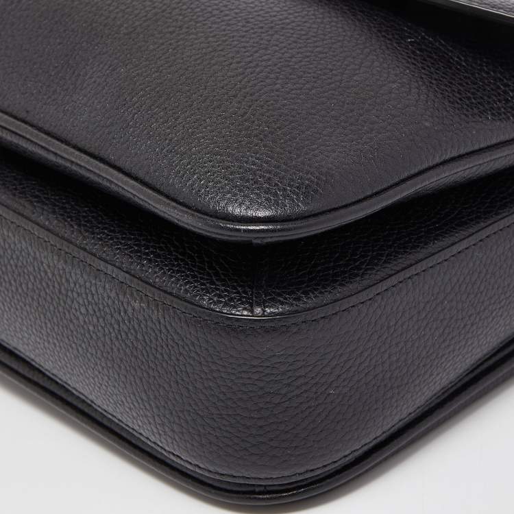 Pre Owned Coach Black Grained Leather Cassie Top Handle Bag
