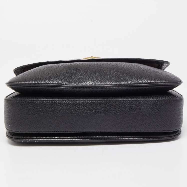 Pre Owned Coach Black Grained Leather Cassie Top Handle Bag