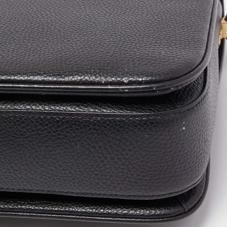 Pre Owned Coach Black Grained Leather Cassie Top Handle Bag