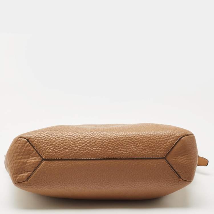 Pre Owned Coach Tan Leather Zip Crossbody Bag