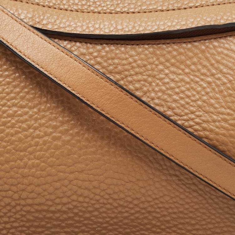 Pre Owned Coach Tan Leather Zip Crossbody Bag