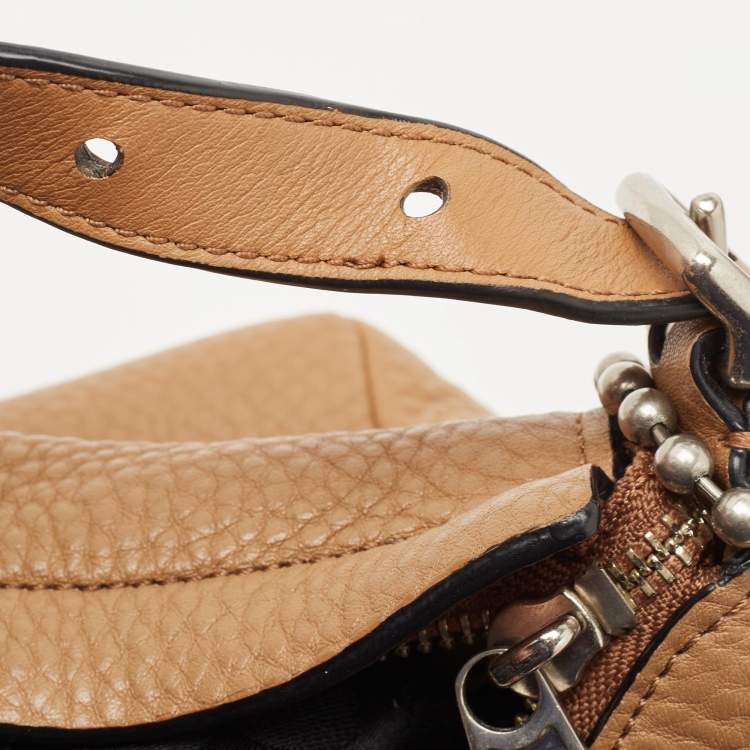 Pre Owned Coach Tan Leather Zip Crossbody Bag