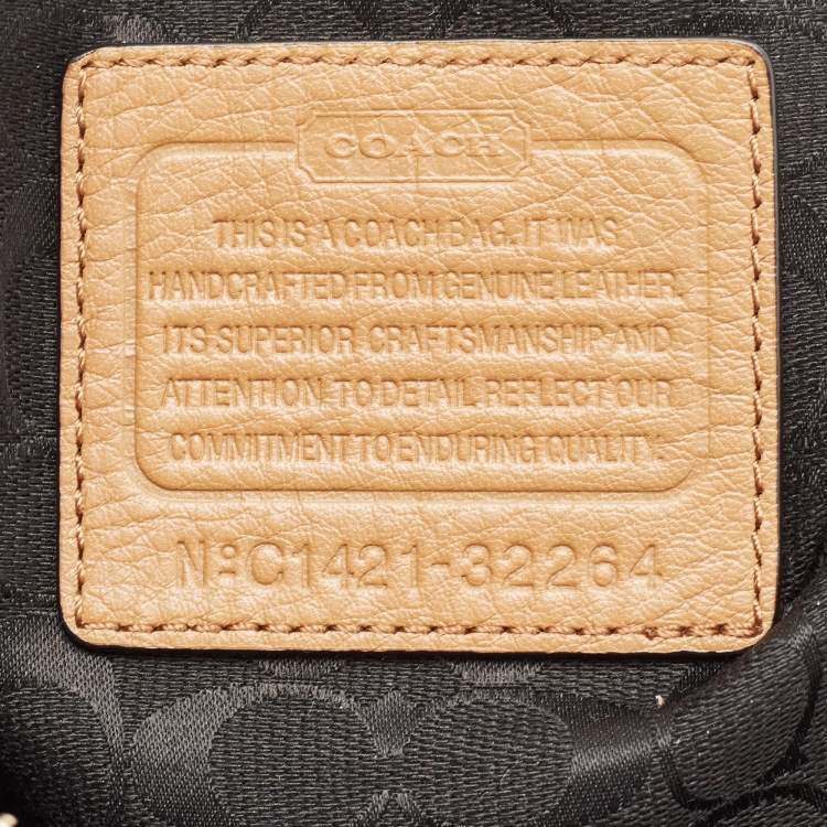 Pre Owned Coach Tan Leather Zip Crossbody Bag