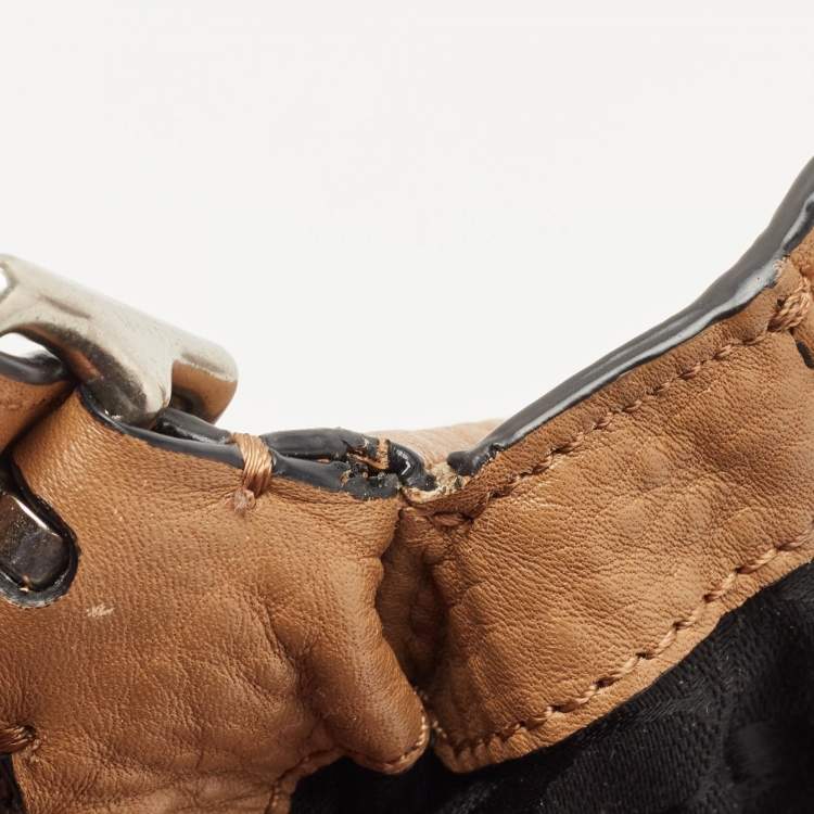 Pre Owned Coach Tan Leather Zip Crossbody Bag