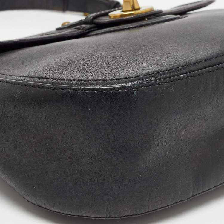 Pre Owned Coach Black Leather Willis Saddle Crossbody Bag