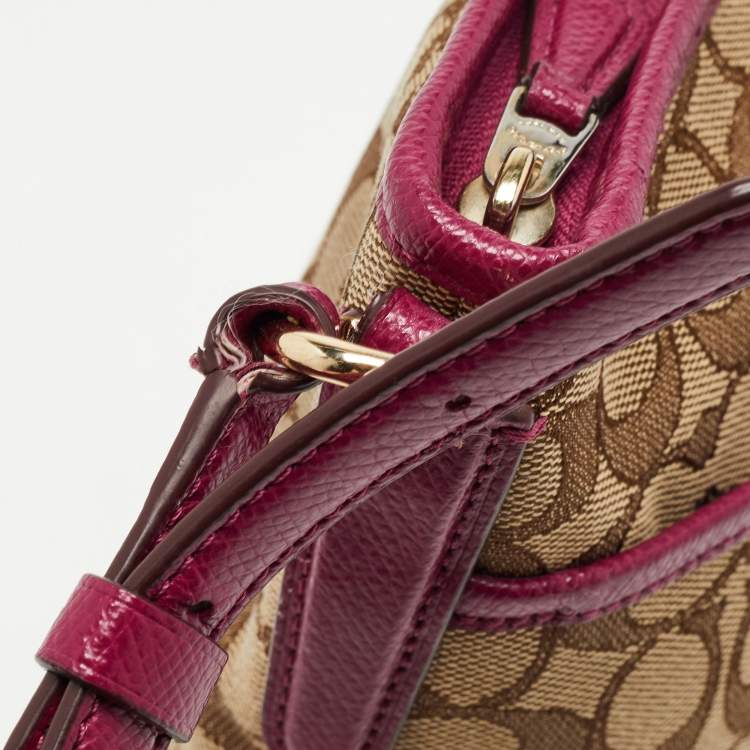 Pre Owned Coach Purple/Beige Signature Canvas and Leather File Messenger Bag