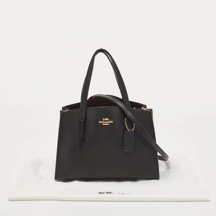 Pre Owned Coach Black Leather Charlie Carryall 28 Bag