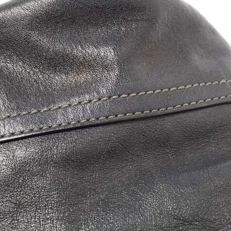 Pre Owned Coach Black Leather Hampton Perforated Weekend Tote