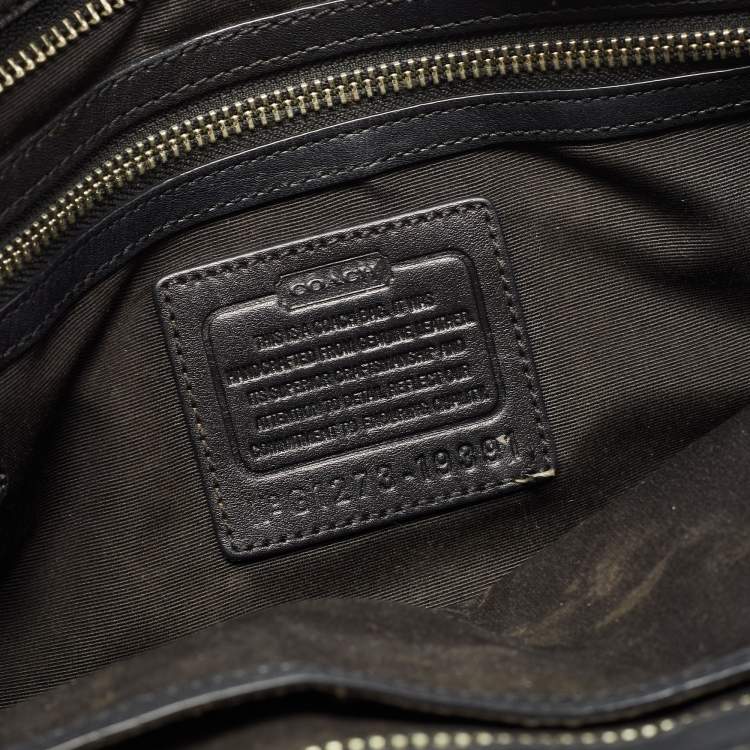 Pre Owned Coach Black Leather Hampton Perforated Weekend Tote
