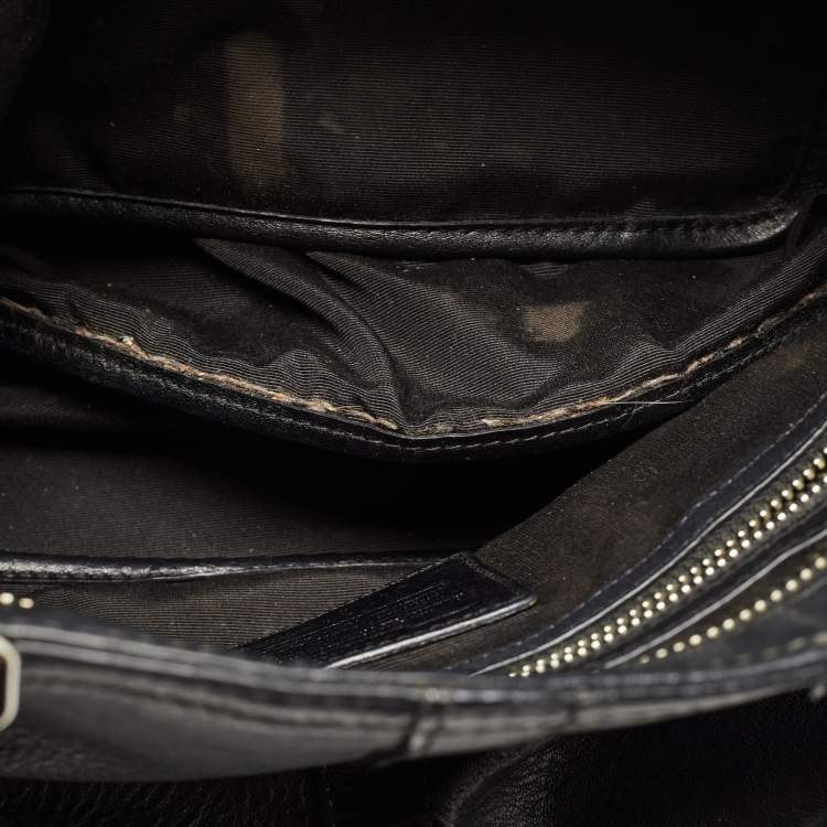 Pre Owned Coach Black Leather Hampton Perforated Weekend Tote