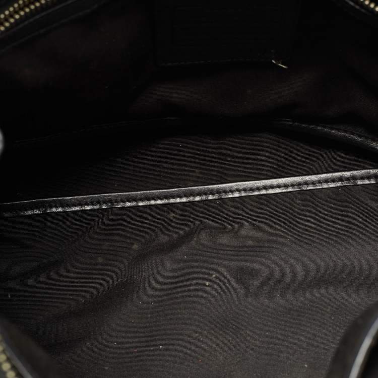 Pre Owned Coach Black Leather Hampton Perforated Weekend Tote
