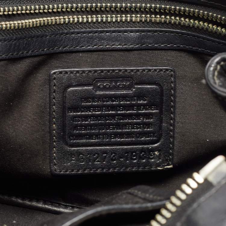 Pre Owned Coach Black Leather Hampton Perforated Weekend Tote