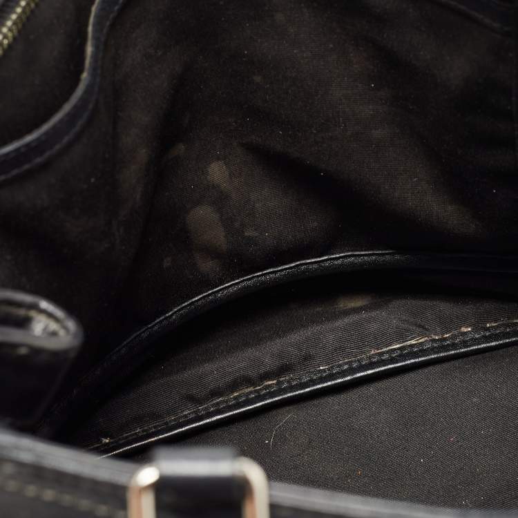 Pre Owned Coach Black Leather Hampton Perforated Weekend Tote