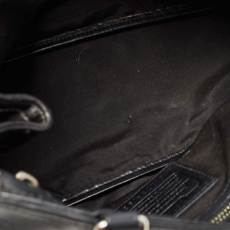Pre Owned Coach Black Leather Hampton Perforated Weekend Tote