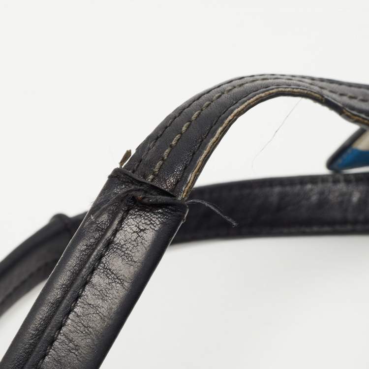 Pre Owned Coach Black Leather Hampton Perforated Weekend Tote