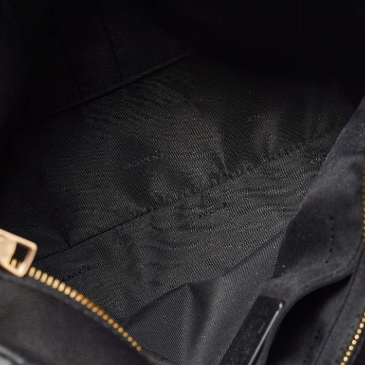 Pre Owned Coach Black Leather Turnlock Chain Tote