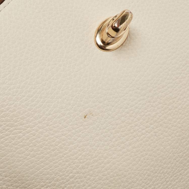 Pre Owned Coach Cream Leather Marlie Top Handle Bag