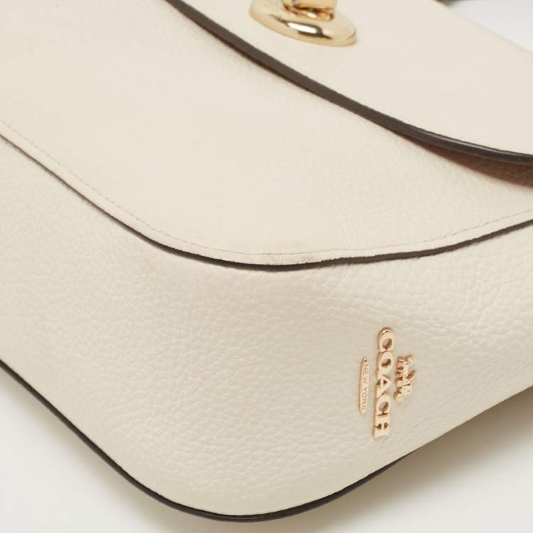 Pre Owned Coach Cream Leather Marlie Top Handle Bag