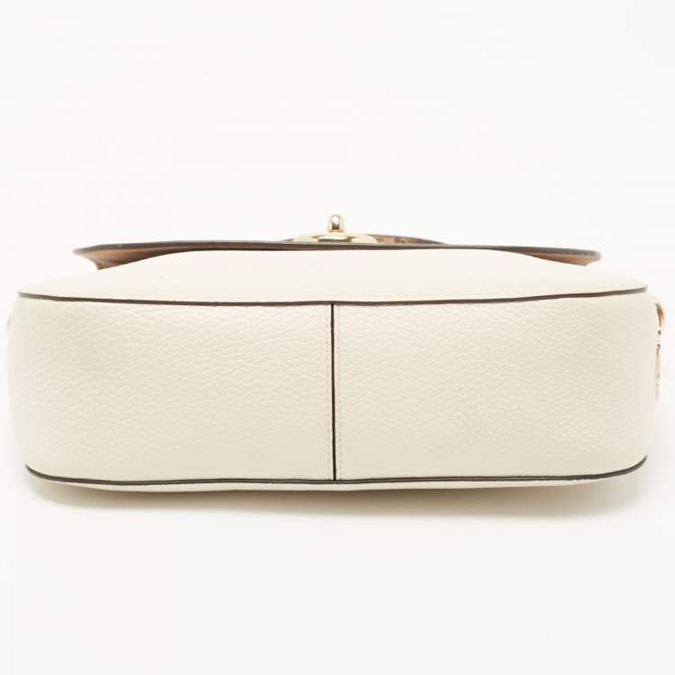 Pre Owned Coach Cream Leather Marlie Top Handle Bag