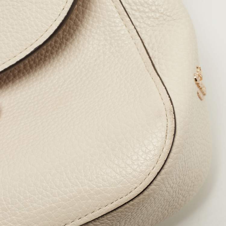 Pre Owned Coach Cream Leather Marlie Top Handle Bag