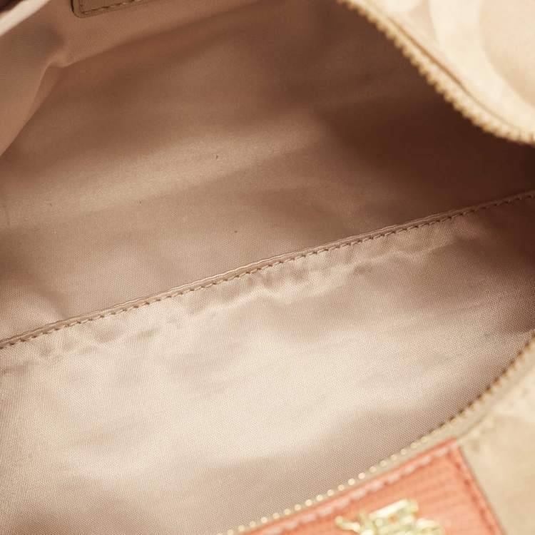 Pre Owned Coach Beige/Orange Op Art Fabric and Lizard Embossed Hailey Hobo