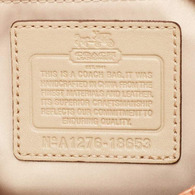Pre Owned Coach Beige/Orange Op Art Fabric and Lizard Embossed Hailey Hobo