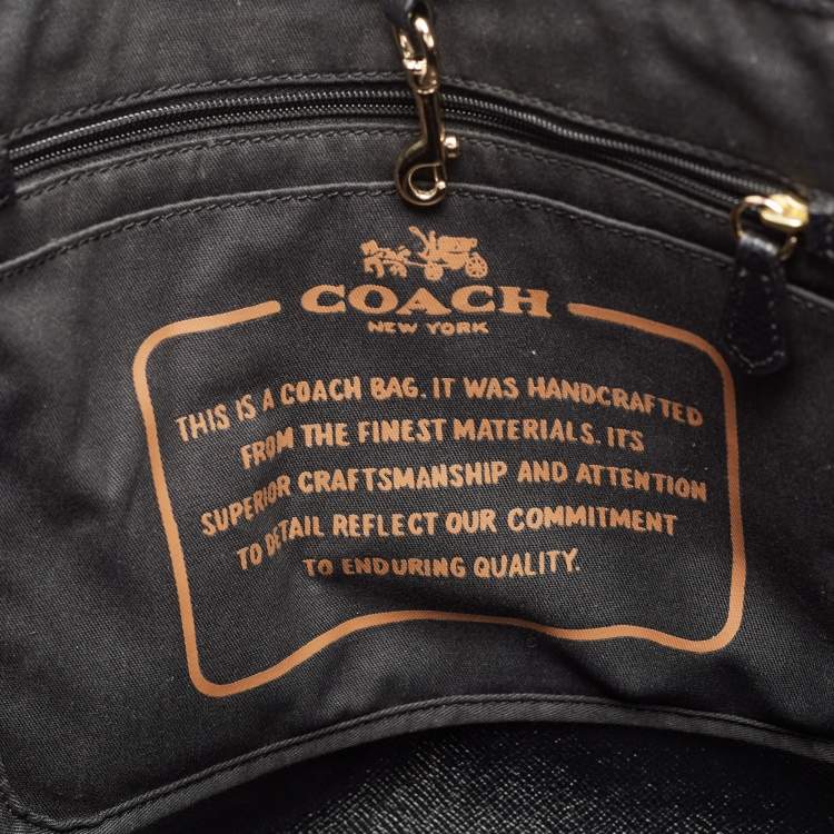 Pre Owned Coach Dark Brown Signature Coated Canvas and Leather City Tote